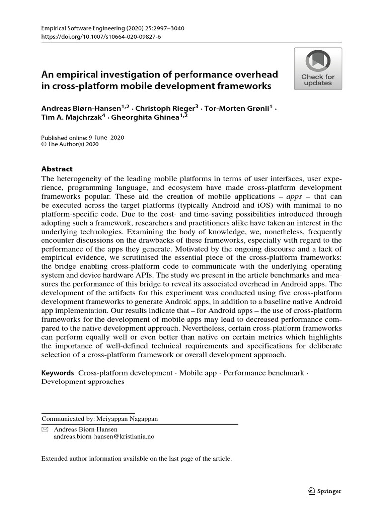 An empirical investigation of performance overhead in cross platform