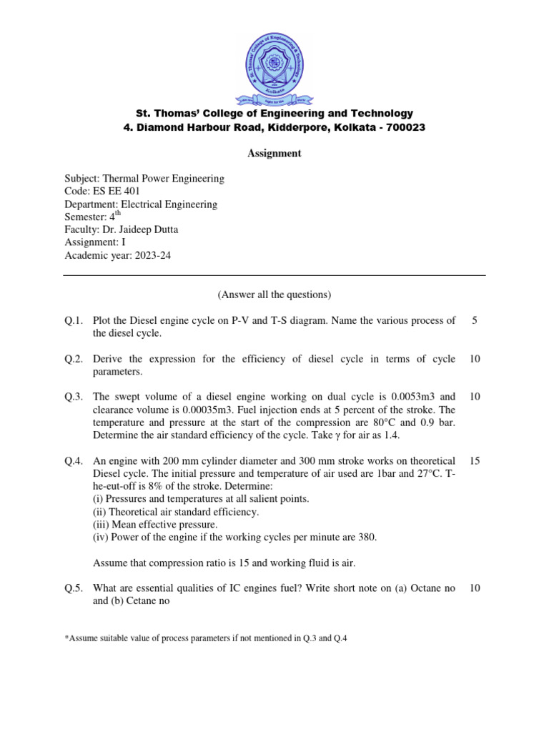 Assignment - I - ES EE 401 - 2023-24 | PDF