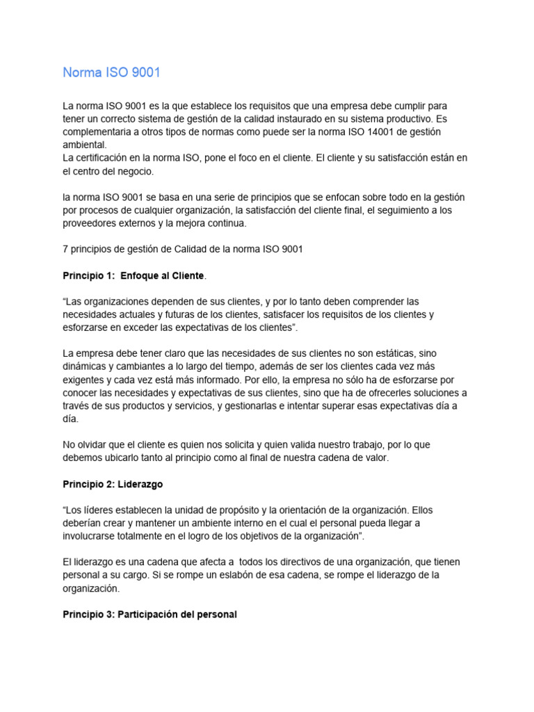Norma ISO 9001 y 14001 | PDF | Gestión de la calidad | Calidad (comercial)