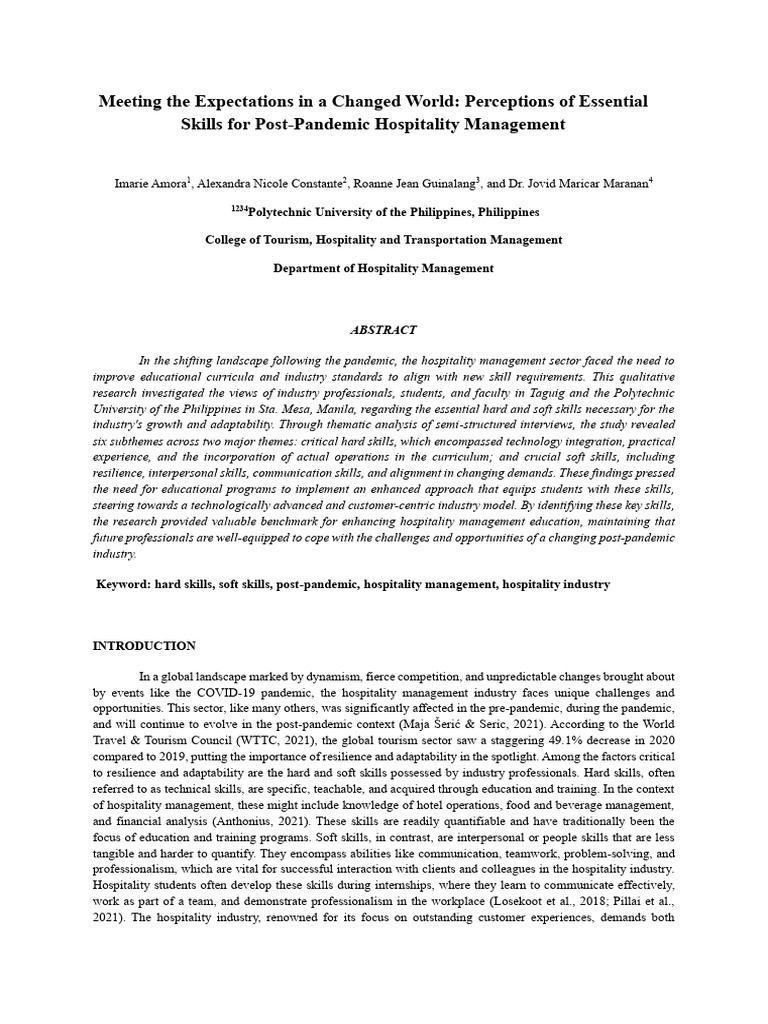 Meeting the expectations in a changed world perceptions of essential