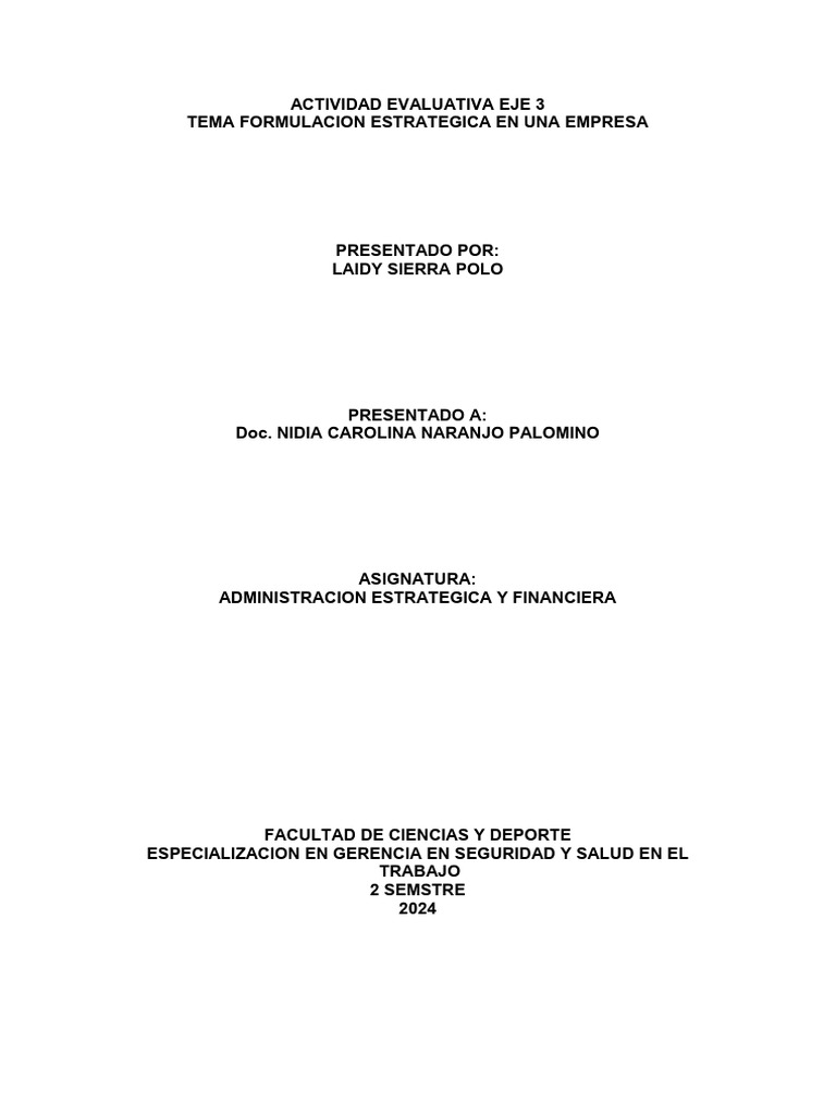 Actividad Evaluativa Eje 3 | PDF | Planificación | Business