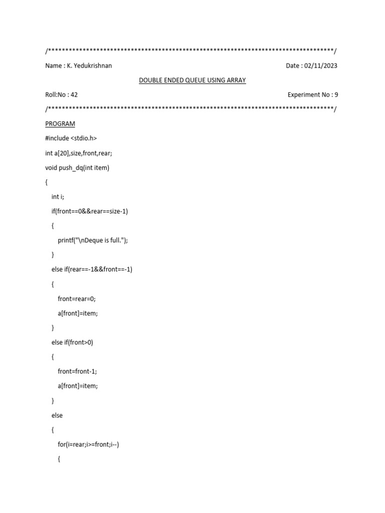 Double Ended Queue | Download Free PDF | Computer Programming ...