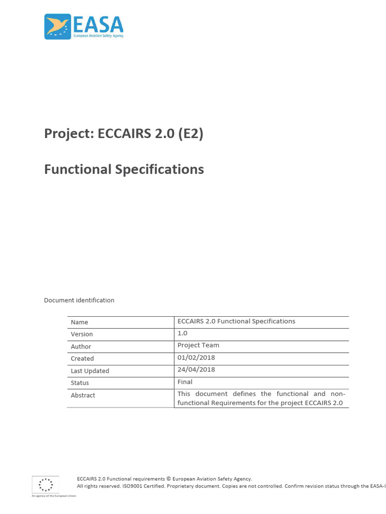 ECCAIRS 2.0 Functional Specifications | PDF | Databases | World Wide Web