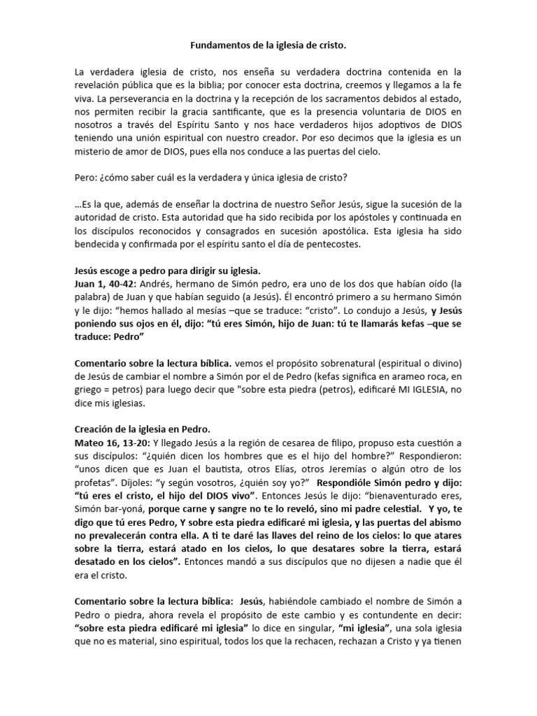 Fundamentos de la Iglesia de Cristo | PDF | Cristo (título) | San Pedro