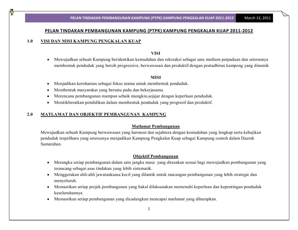 Pelan Tindakan Pembangunan Kampung Pdf