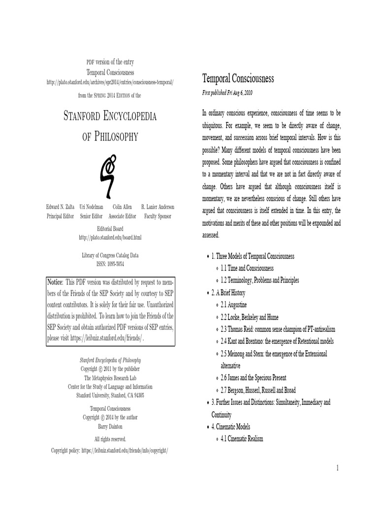 Consciousness Temporal A4 | PDF | Experience | Idea