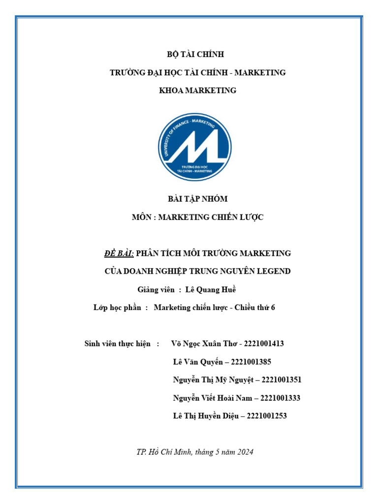 Nhóm 2 - MÔI TRƯ NG MARKETING C A TRUNG NGUYÊN LEGEND | PDF