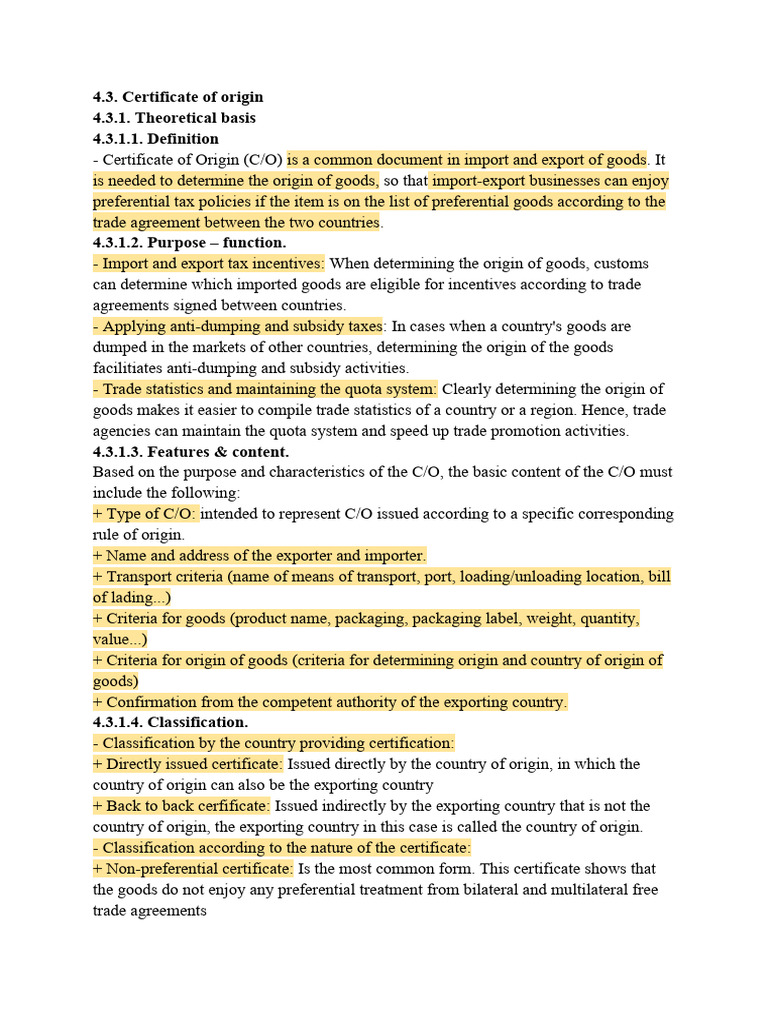 Certificate of Origin - Lâm | PDF | Goods | Trade