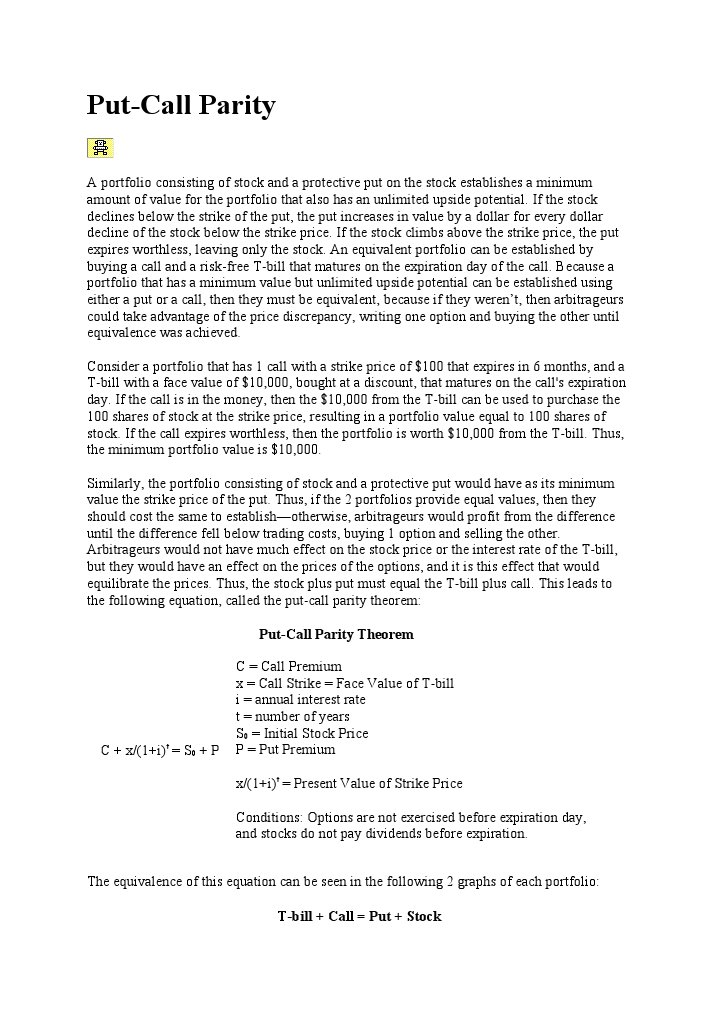 Put-Call Parity Theorem | PDF | Arbitrage | Option (Finance)