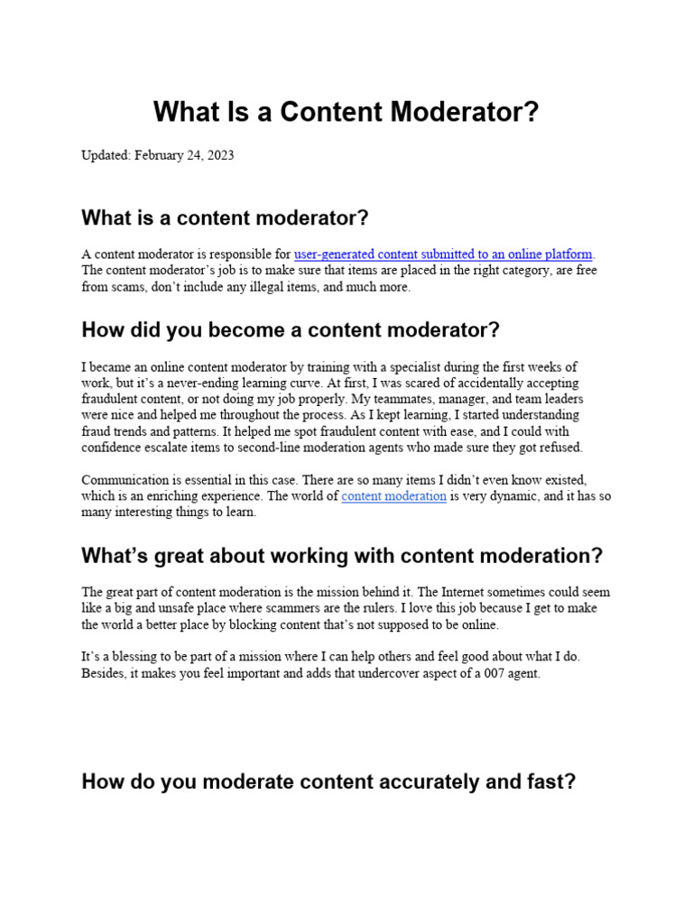 Understanding Content Moderation Roles | PDF | World Wide Web ...