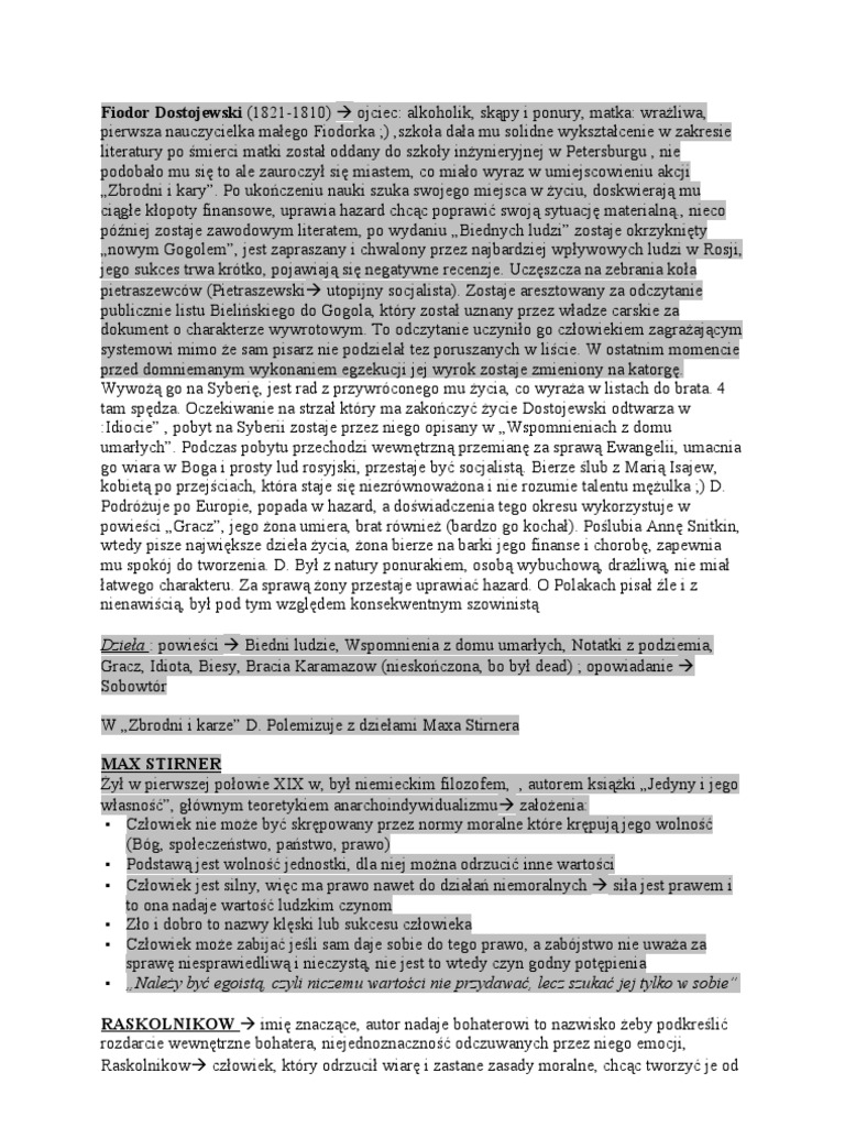Zbrodnia I Kara Pdf Za Darmo