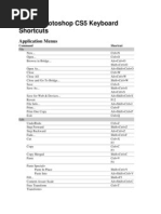 Adobe Photoshop CS5 Keyboard Shortcuts: Application Menus