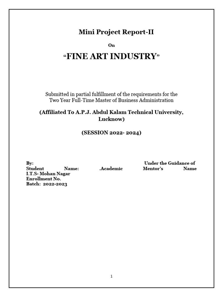 Fine Art Industry Project | PDF | Fine Art | The Arts