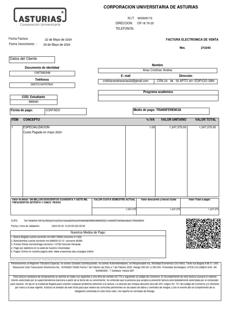 RECIBO PAGO UNIVERSIDAD | PDF | Factura