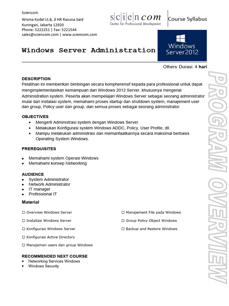 Pelatihan Administrasi Windows Server | PDF | Komputer