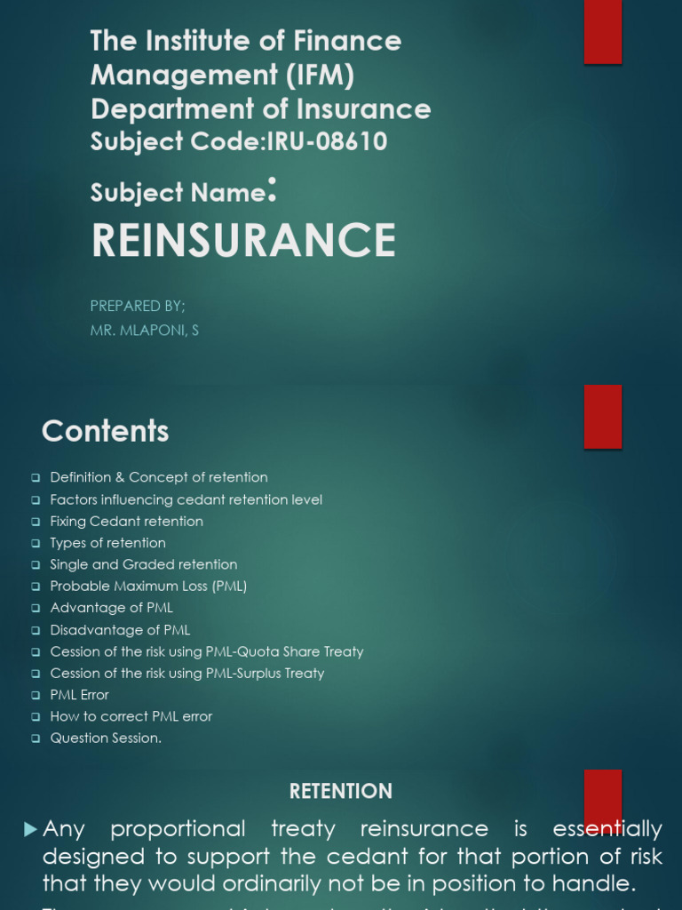 Understanding Retention in Reinsurance | PDF | Reinsurance | Insurance