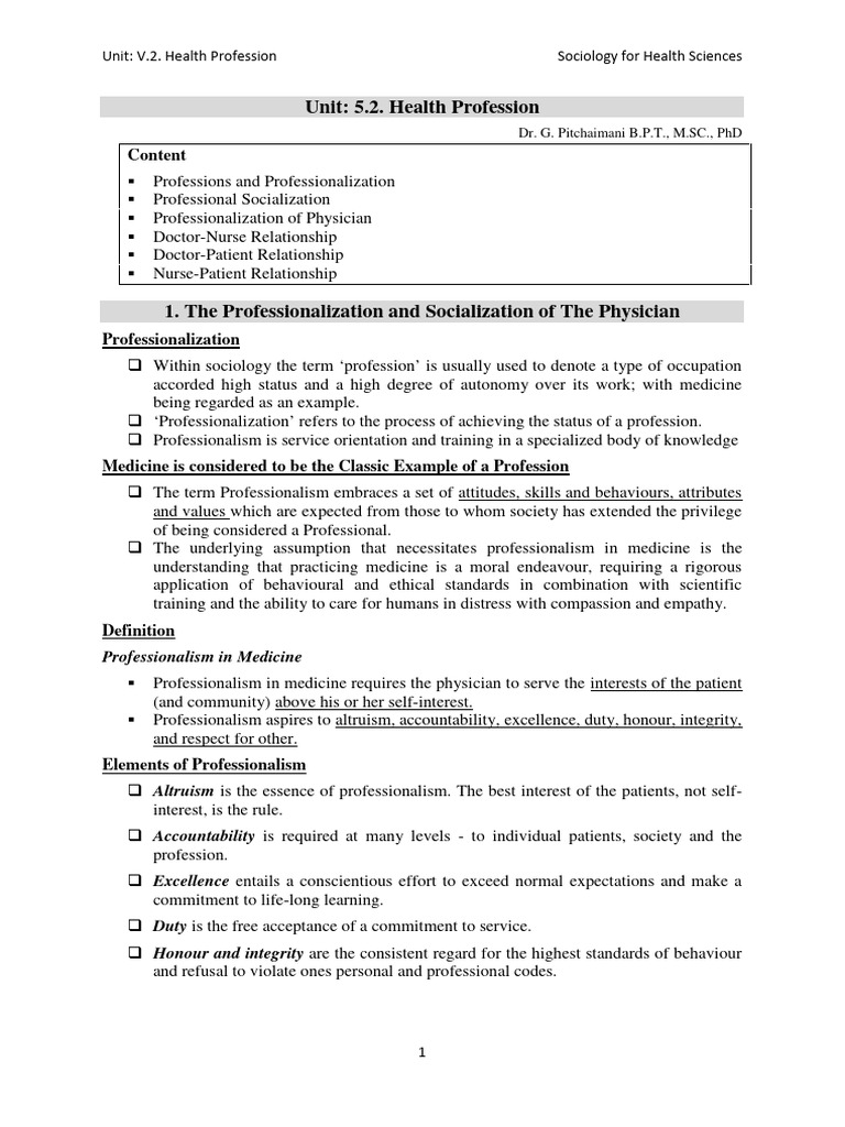 Unit.5.2.Health Profession | PDF | Nursing | Physician