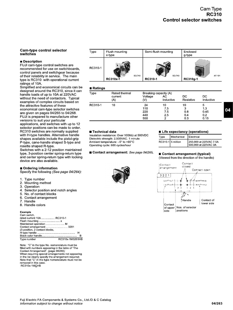 Fuji cam type switch pdf