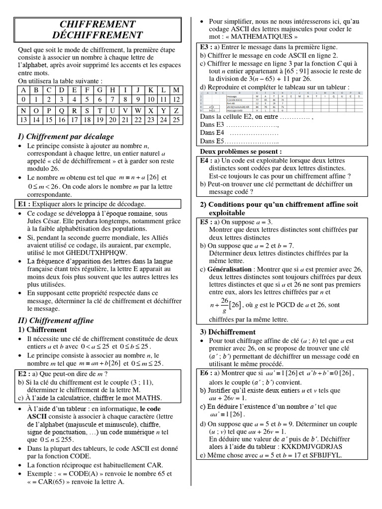 Chiffrement et déchiffrement expliqués | PDF | Cryptage | Matrice ...