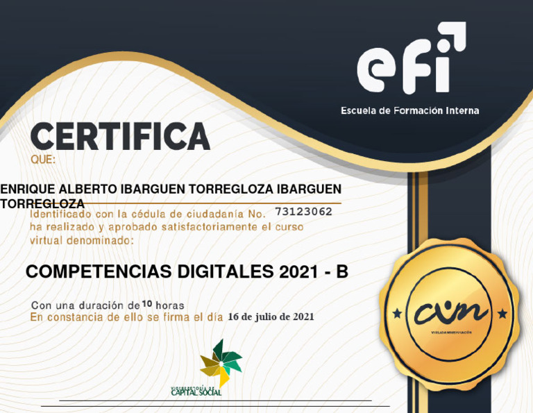 CERTIFICADO competencias digitales | PDF