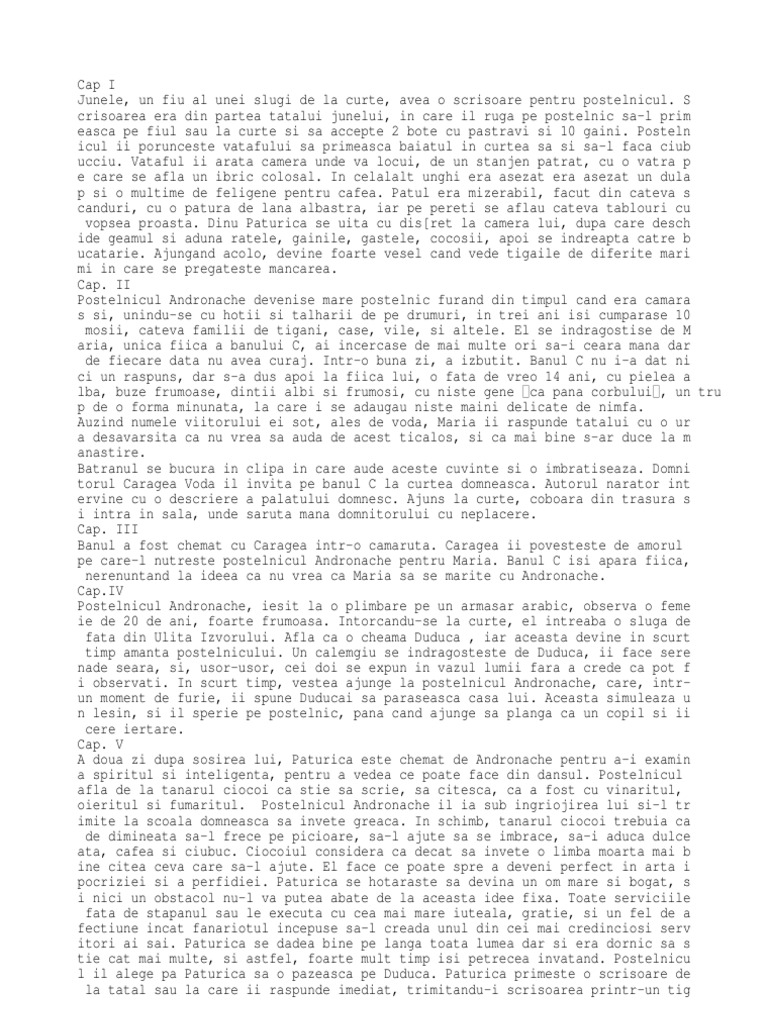 Ciocoii Vechi Si Noi - Rezumat Pe Capitole