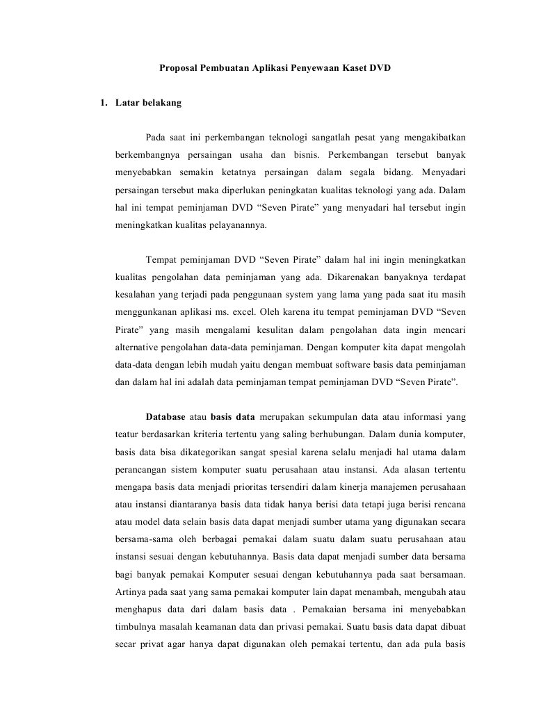 Proposal Pembuatan Aplikasi Penyewaan Kaset DVD