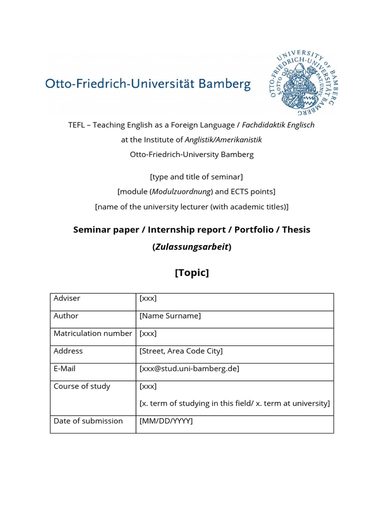 TEFL Seminar Paper at Bamberg University | PDF | Learning | Second ...