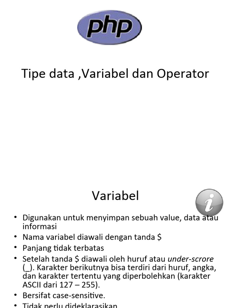 Panduan Variabel dan Operator PHP | PDF | Komputer | Metode & Bahan Ajar
