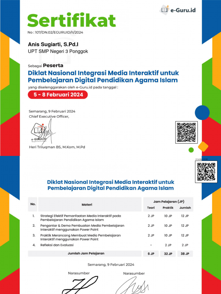 Anis Sugiarti Certification Details | PDF | Computers