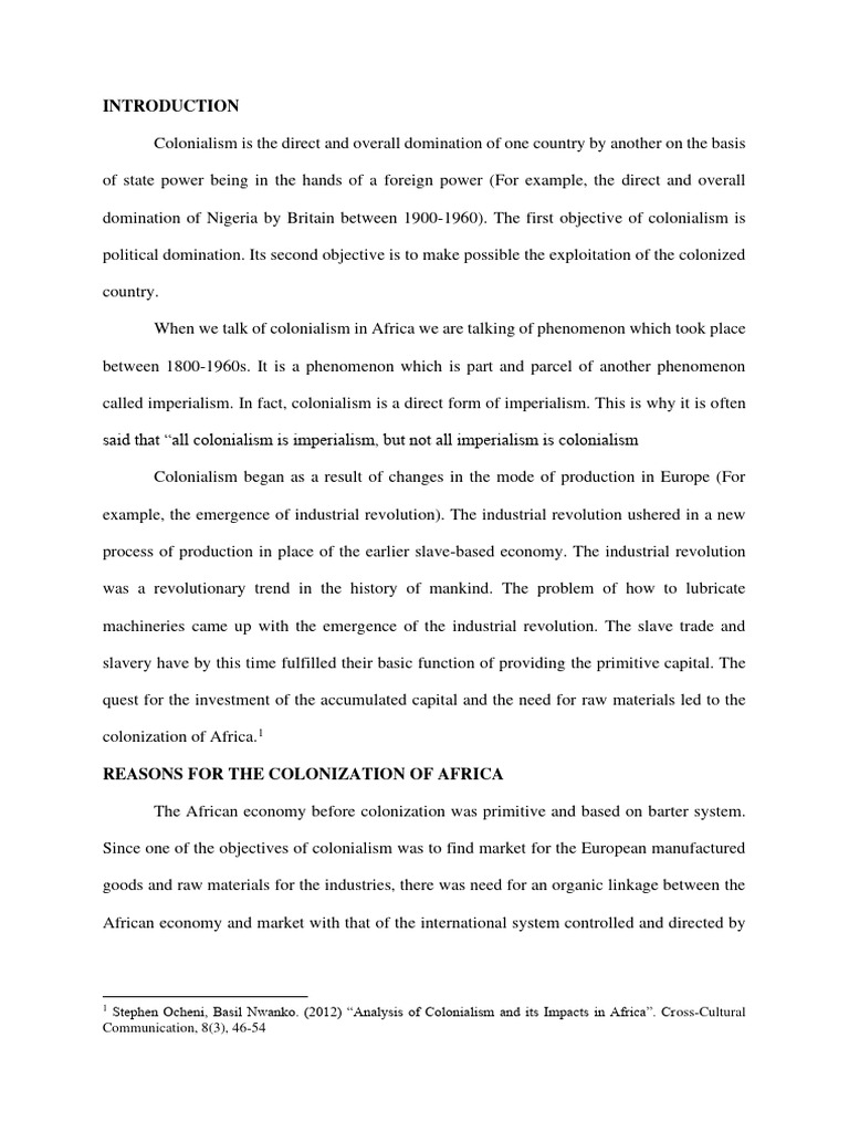 Impact of Colonization On Africa - 122228 | PDF | Colonialism ...