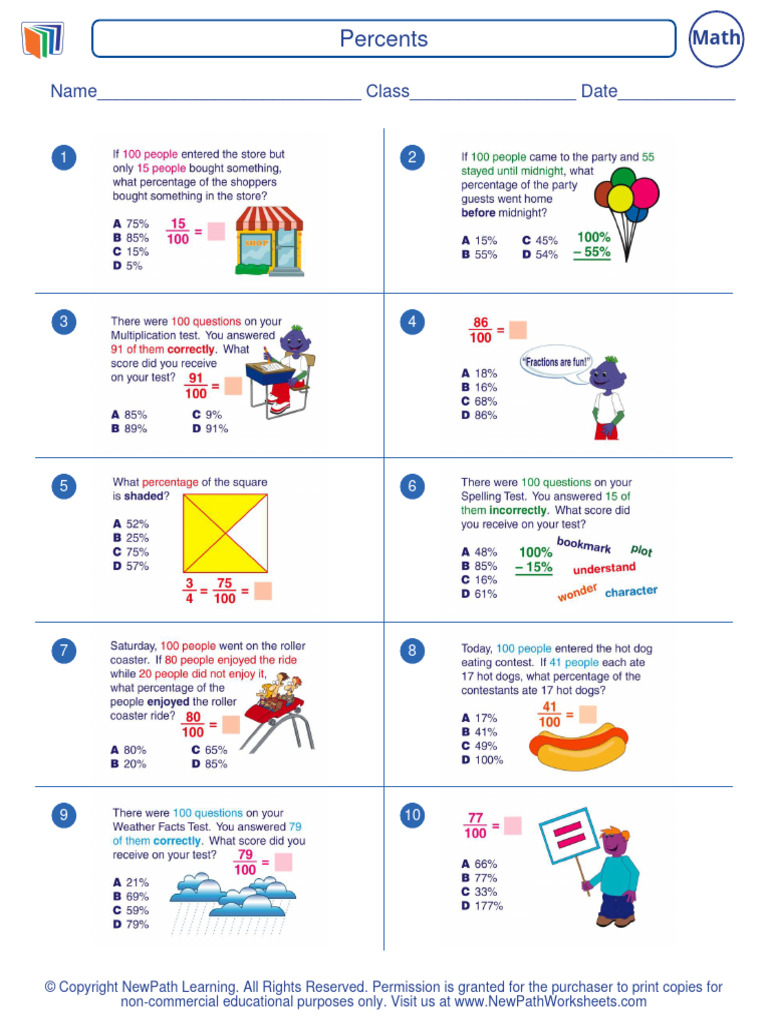 worksheet-math-grade-4-percents-2-1 | PDF | All Rights Reserved ...