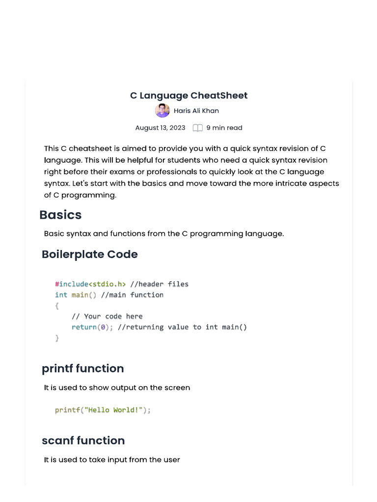 C cheatsheet | PDF