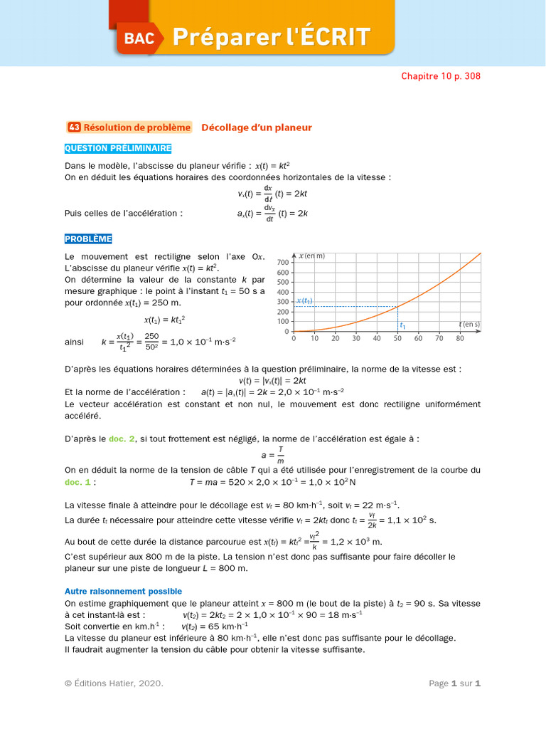Mouvement rectiligne d'un planeur | PDF | Accélération