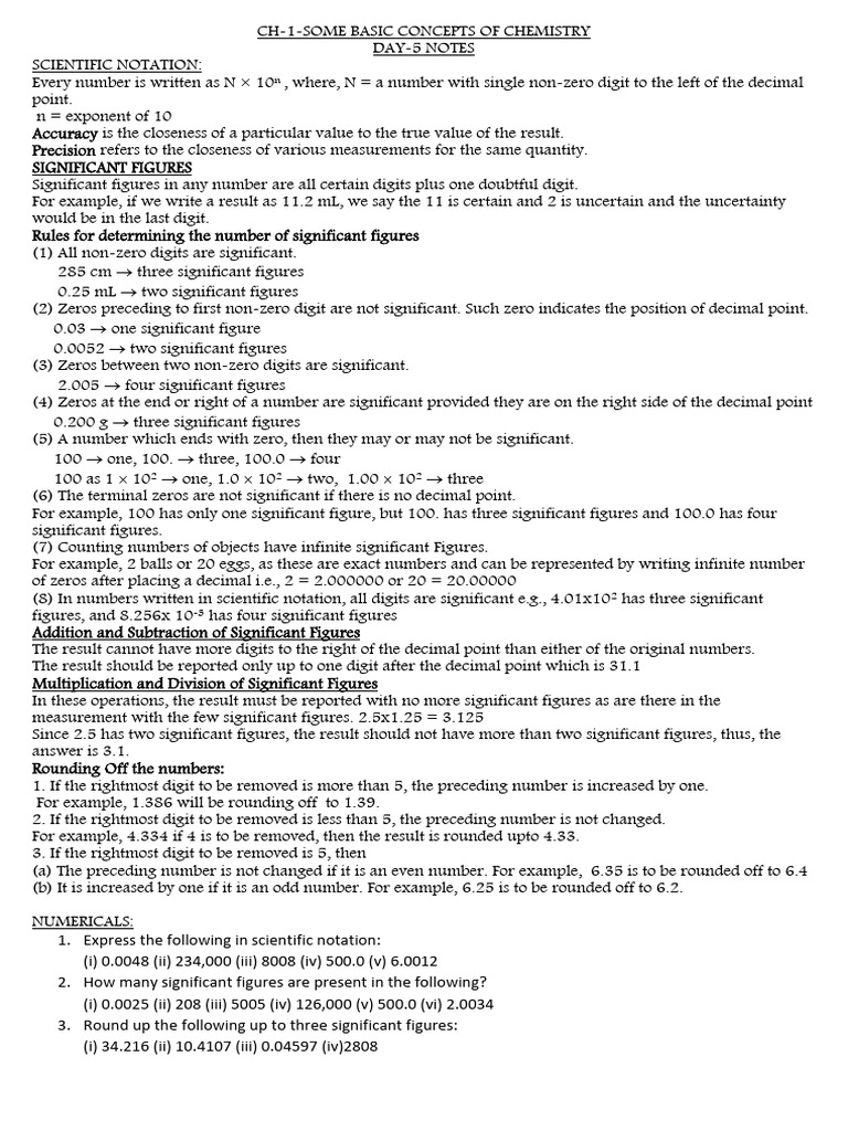 Chemistry Basics: Scientific Notation & Figures | PDF | Significant ...