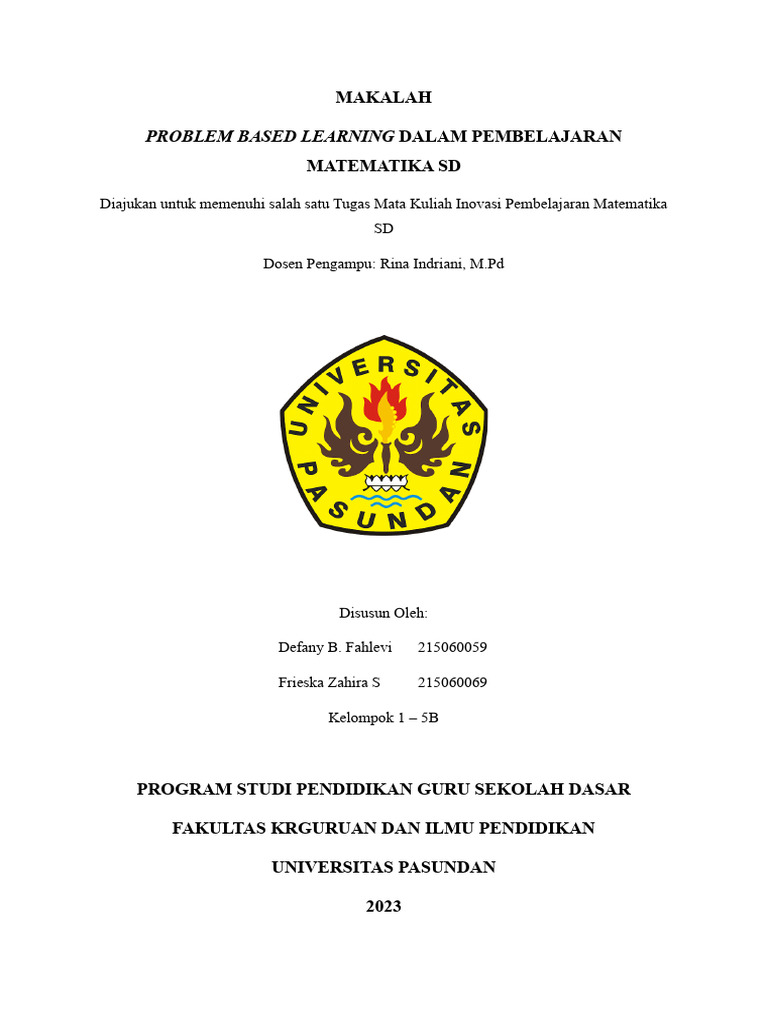 Inovasi Problem Based Learning Matematika | PDF | Karier & Perkembangan