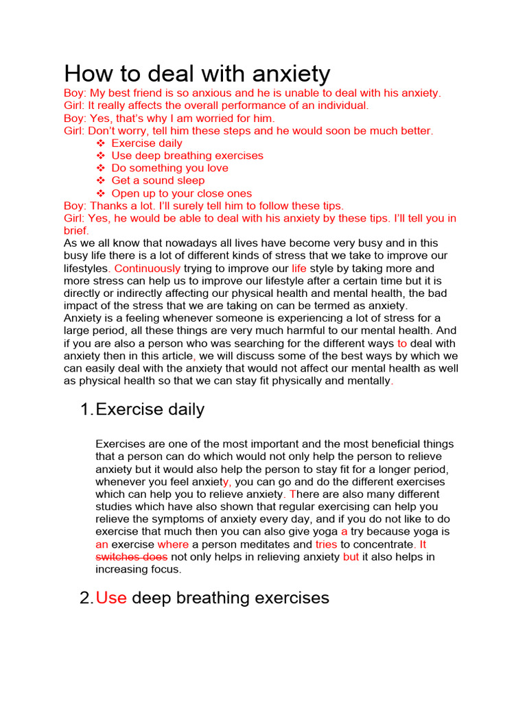How To Deal With Anxiety Pdf Anxiety Breathing