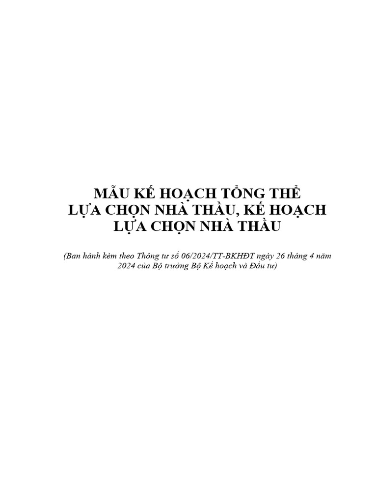 1. Mẫu Kế hoạch tổng thể lựa chọn nhà thầu và Kế hoạch lựa chọn nhà ...