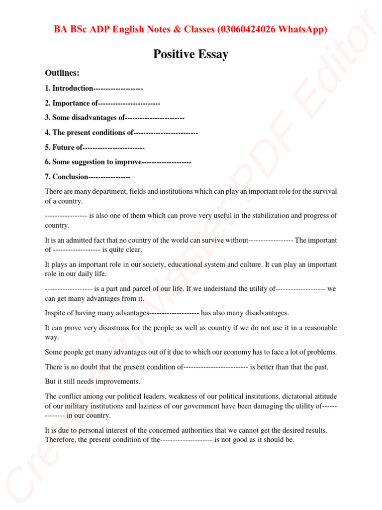 Negative and Positive Essay Insights | PDF | Social Science | Politics