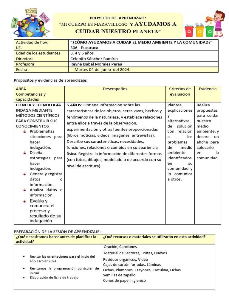 Cuidado del Medio Ambiente en Niños | PDF | Residuos | Aprendizaje