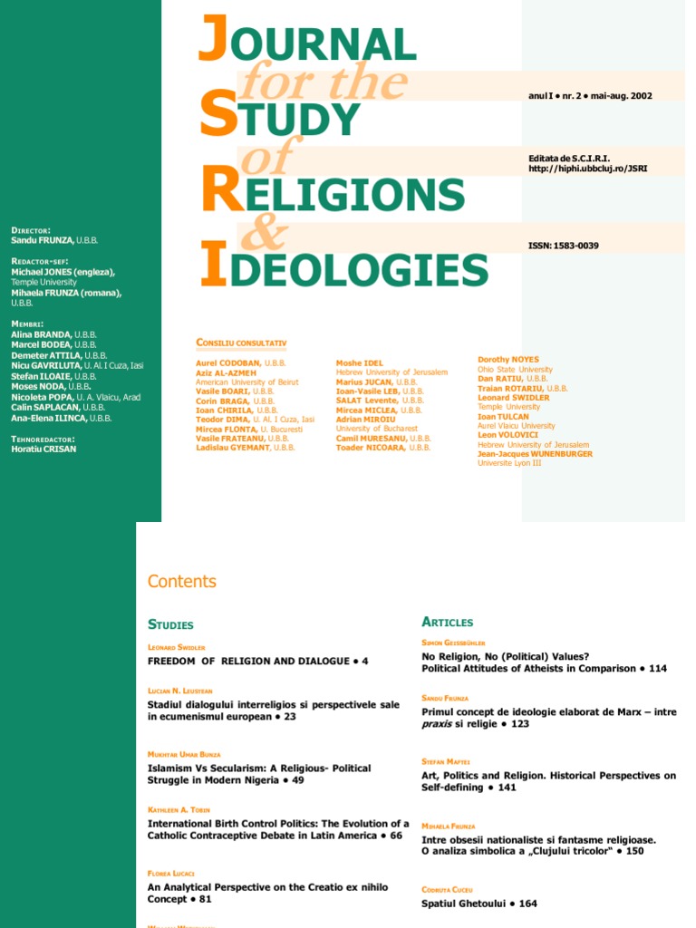 Journal For Studies Of Religion And Ideology No 2 Truth