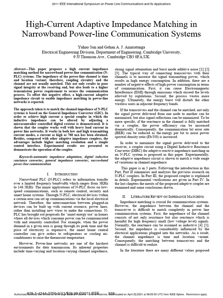 High-Current Adaptive Impedance Matching in | Download Free PDF ...