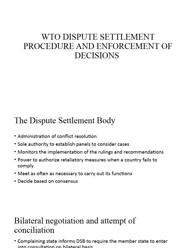 WTO Dispute Settlement Procedures Explained | PDF | Justice | Crime ...