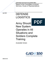 GAO-21-313, Accessible Version, Defense Logistics- Army Should Ensure New System Operates in All Situations and Soldiers Complete Training