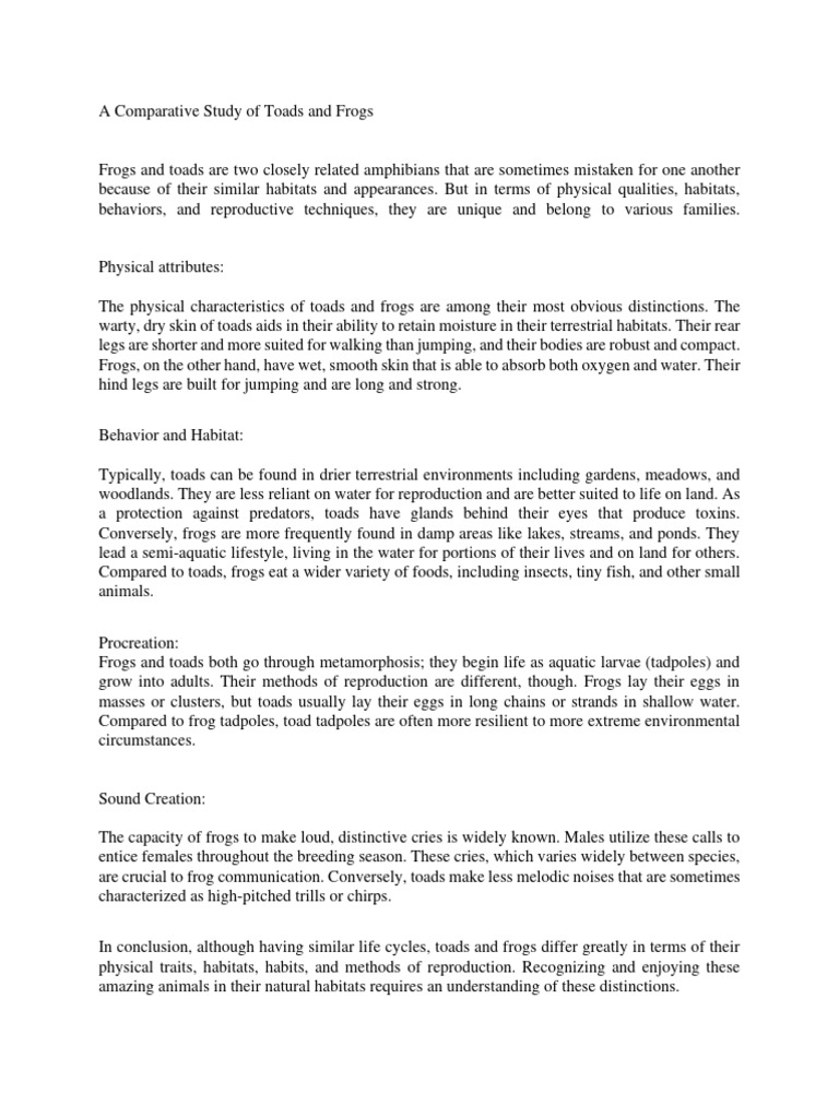 Toads vs. Frogs | PDF | Science & Mathematics