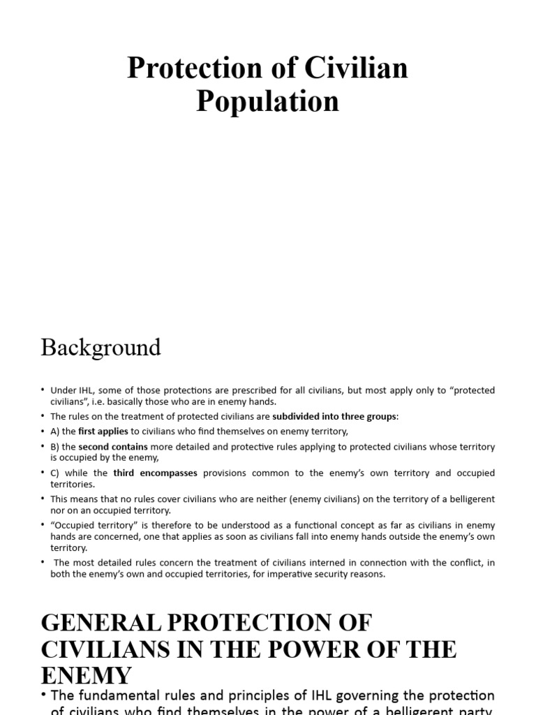 Civilian Protection Under International Law | PDF | Military Occupation ...