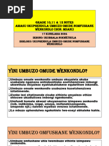 Grade 10,11,12 Notes 17.05.24 Amasu Okuphendula Umbuzo Omude Nomfushane Wenkondlo