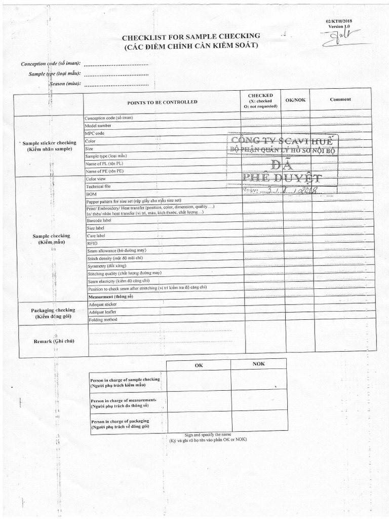 Sample Checking Checklist Guide | PDF