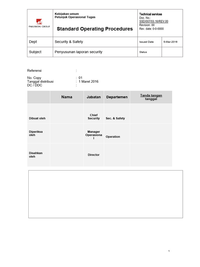 Sop Penyusunan Laporan Security Pdf