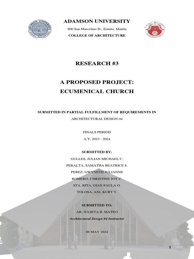 Ecumenical Church Design Proposal | PDF | Stairs | Christian Church