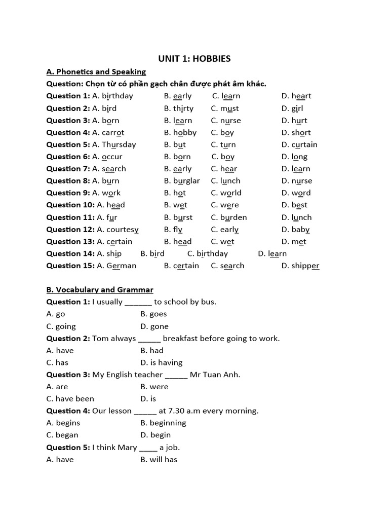 Grade 7 Unit 1 | PDF